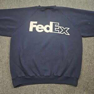 Vintage 90s Fedex Sweatshirt Large Navy Blue Workwear Pullover Discus Athletic